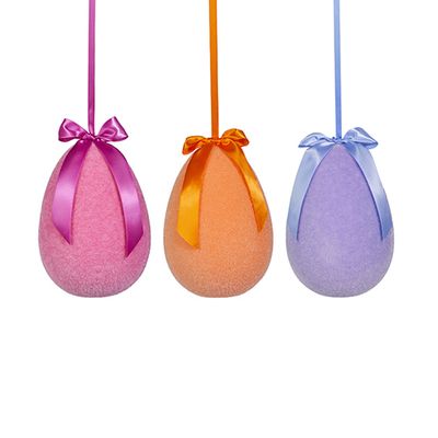 10" Sherbet Flocked Hanging Egg