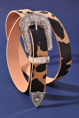 Western Faux Hide Belt-Camel