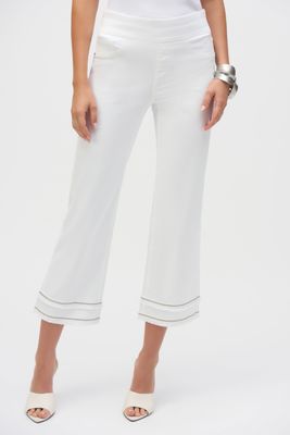 Stretch Straight Crop Pull-On Jeans w/Beading