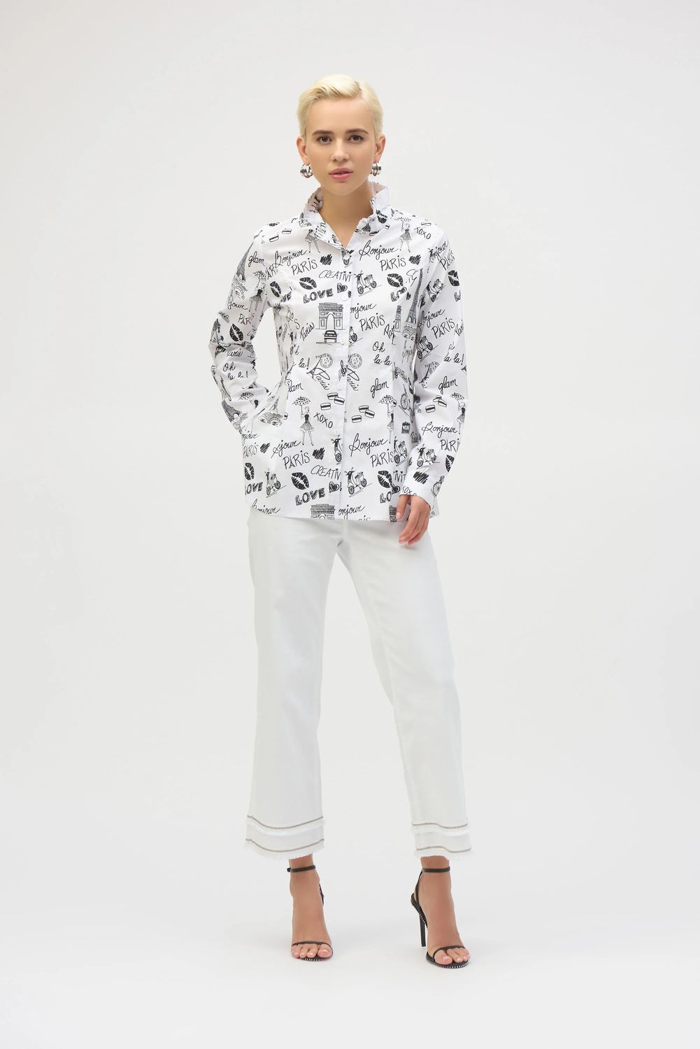 Woven Conversational Print Fit and Flare Blouse
