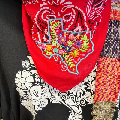 Texas Floral Embroidered Bandana