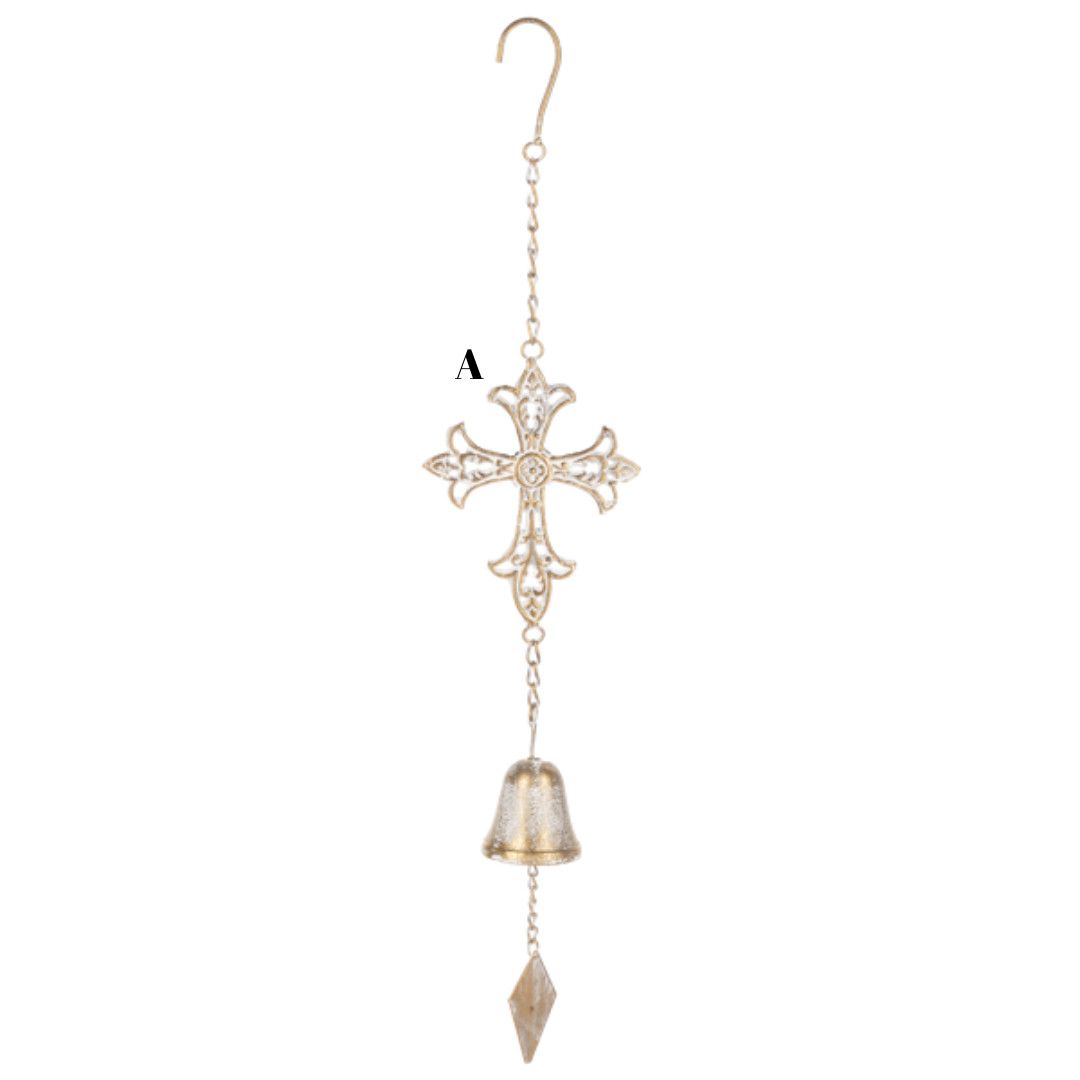 Gold w/Whitewash Cross Windchime, Style: A