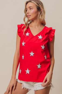 Sequined Star Patch Top
