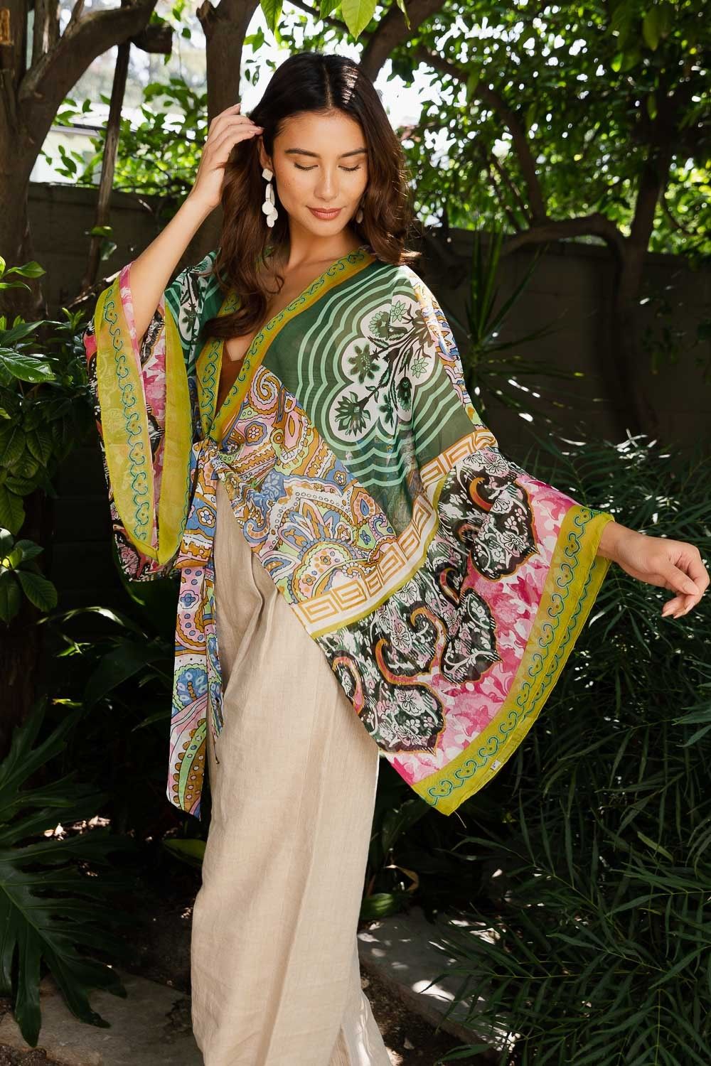 Tie Front Wrap-Lime
