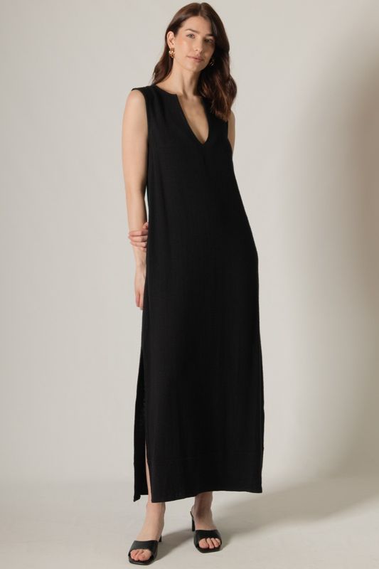 Linen Maxi Dress w/ Side Slits