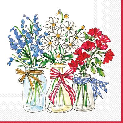 Patriotic Floral Paper Cocktail Napkins