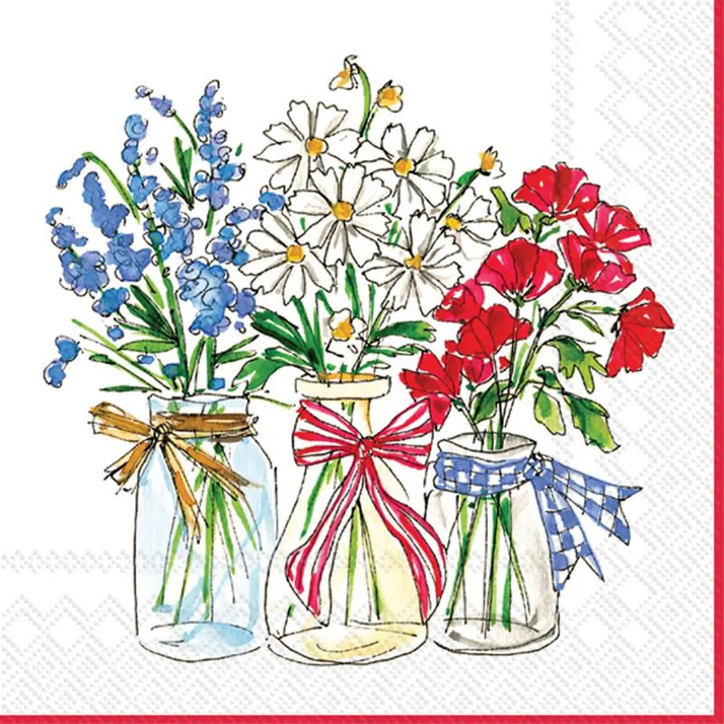 Patriotic Floral Paper Cocktail Napkins