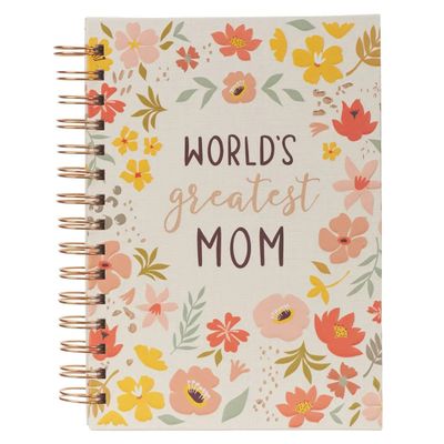 Journal Wirebound Peach Floral World&#39;s Greatest Mom