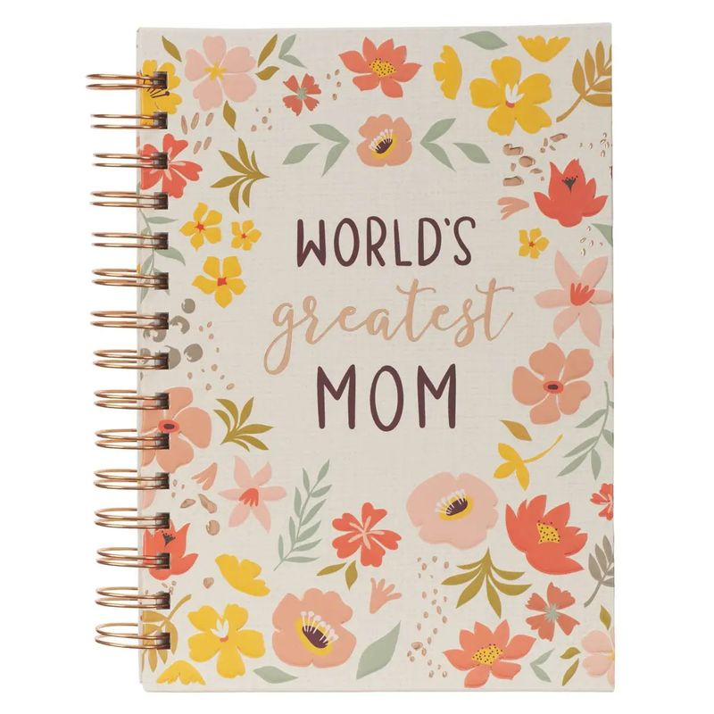 Journal Wirebound Peach Floral World&#39;s Greatest Mom