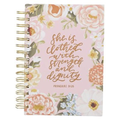 Journal Wirebound Pink Floral Strength &amp; Dignity Prov. 31:25