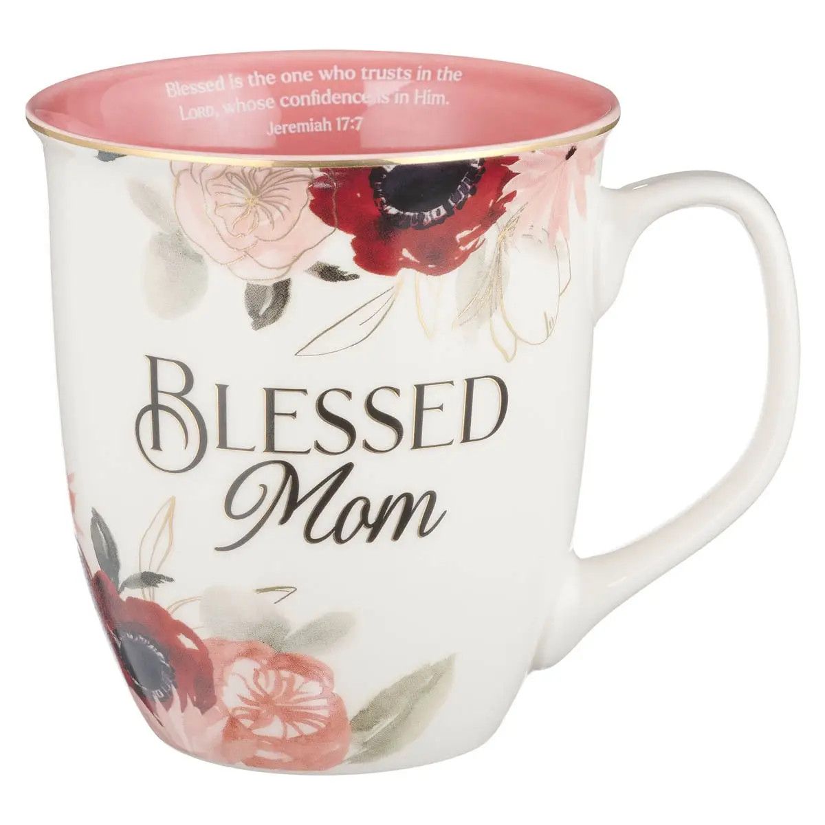 Floral Blessed Mom Mug Pink