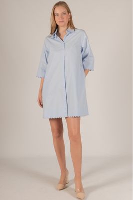 Poplin Dress w/Scallop Hem