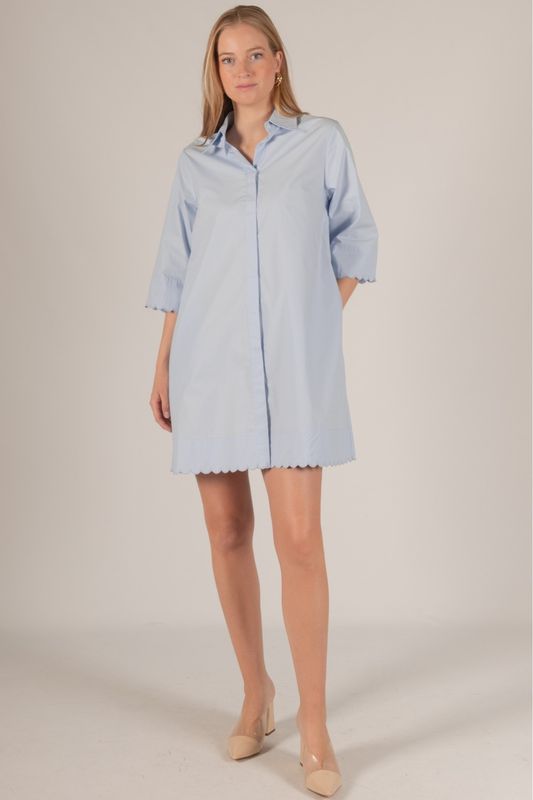 Poplin Dress w/Scallop Hem