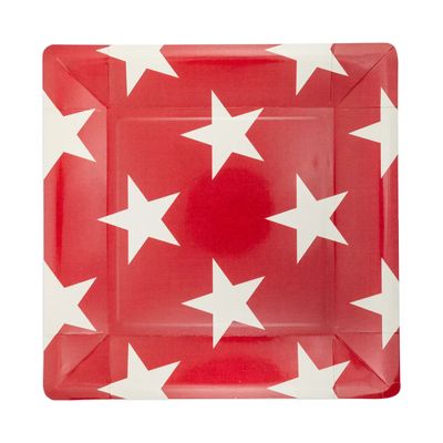 Hamptons Square Red Star Paper Plate