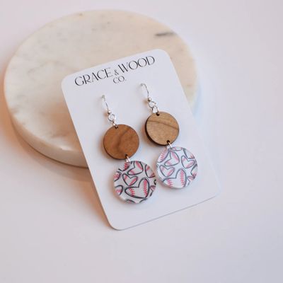 Baseball Hearts Acrylic Double Dot