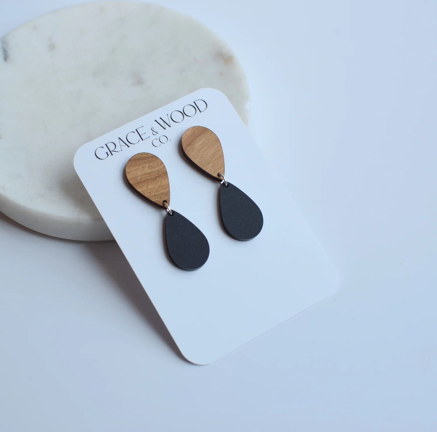 Cherry Black Mirrored Teardrop Earring