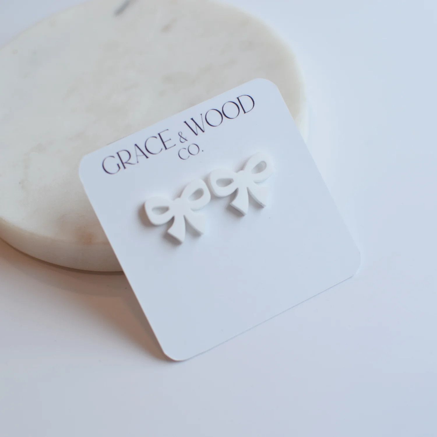 White Bow Stud Earring