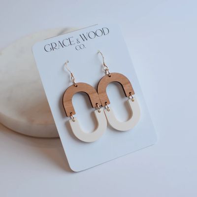 Cherry Bone Hinged Oval Earring