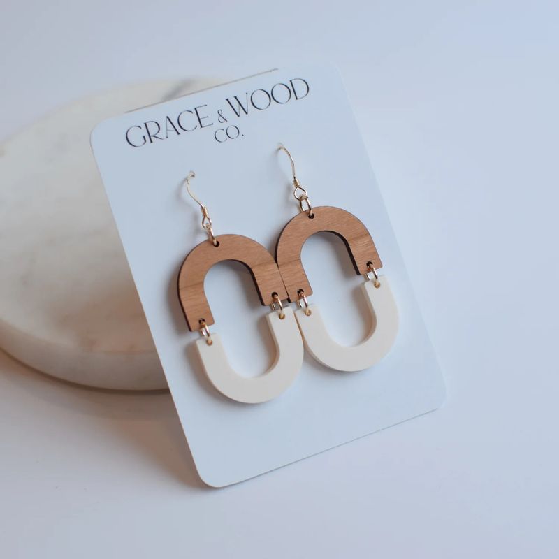 Cherry Bone Hinged Oval Earring