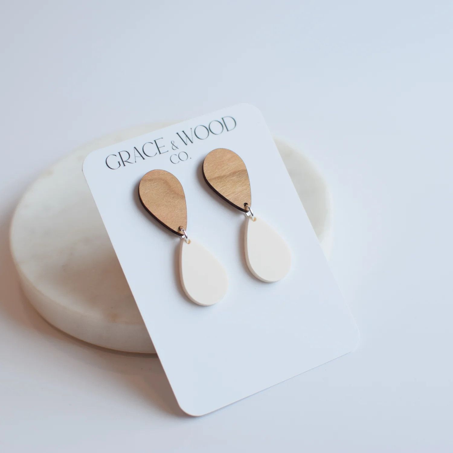 Cherry Bone Mirrored Teardrop Earring