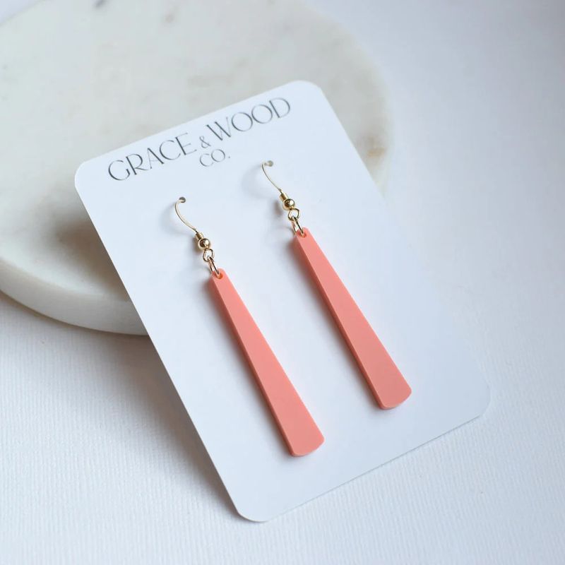 Coral Skinny Drop Earring