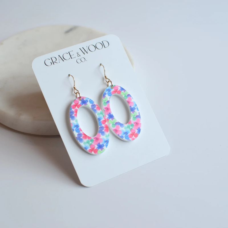 Springtime Hollow Oval Earring