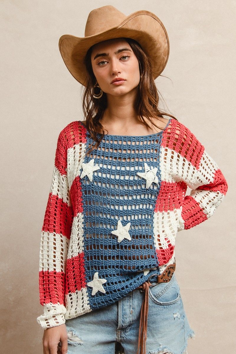 Crochet Star Knit Sweater Coverup