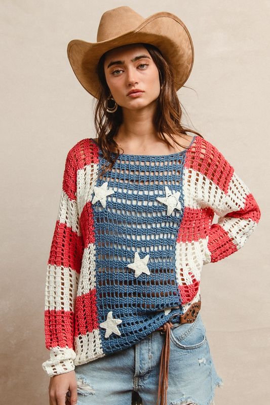 Crochet Star Knit Sweater Coverup