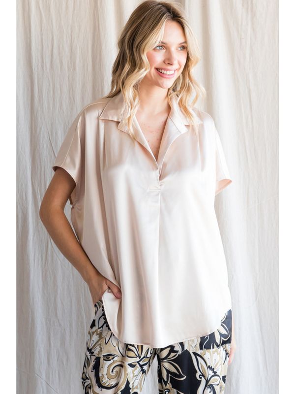 Champagne Satin Top