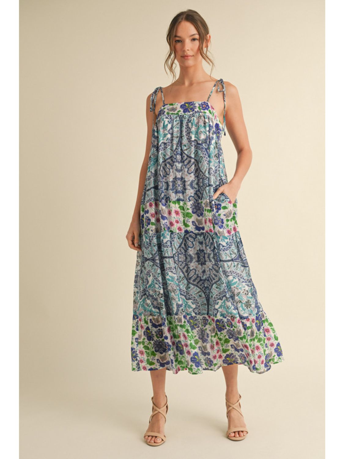 Blue Print Midi Dress