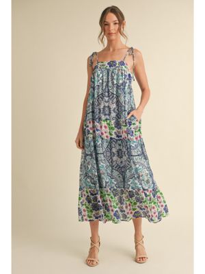 Blue Print Midi Dress