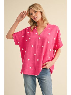Polka Dot Embroidered Top