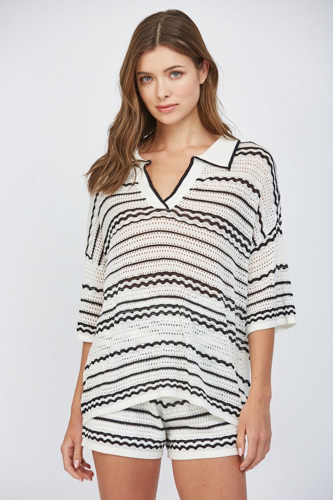 Crochet Knit Sweater Top