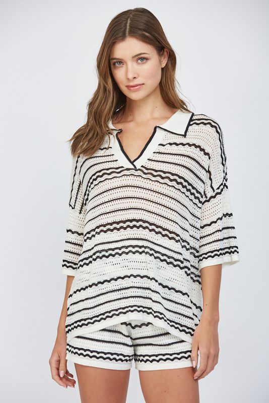Crochet Knit Sweater Top