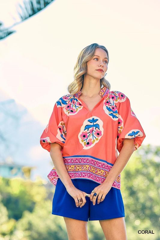 Coral Floral Shirt