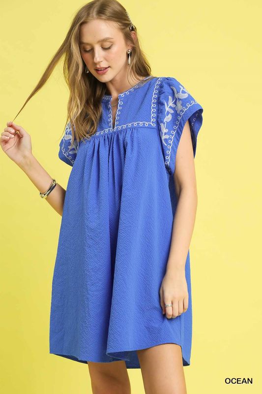 Embroidered Babydoll Dress