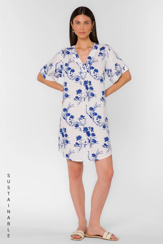 Wilda Blue Floral Patch Dress