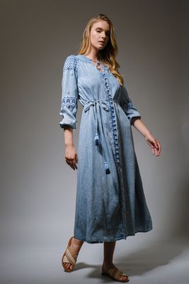 Embroidered Tencel Maxi Dress