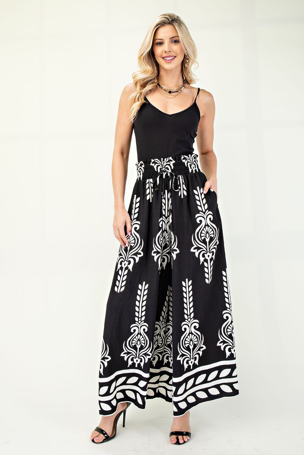 Printed Wide Leg Pants