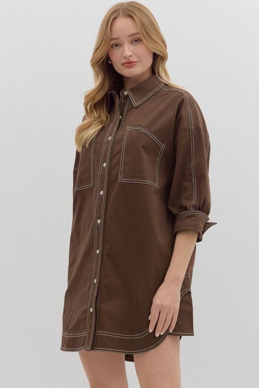 Shirt Dress w/Stitching