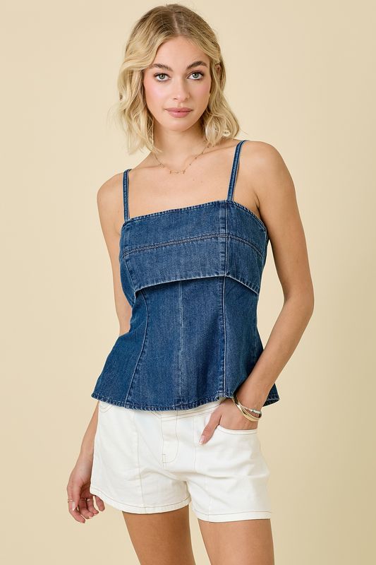 Square Neck Denim Top