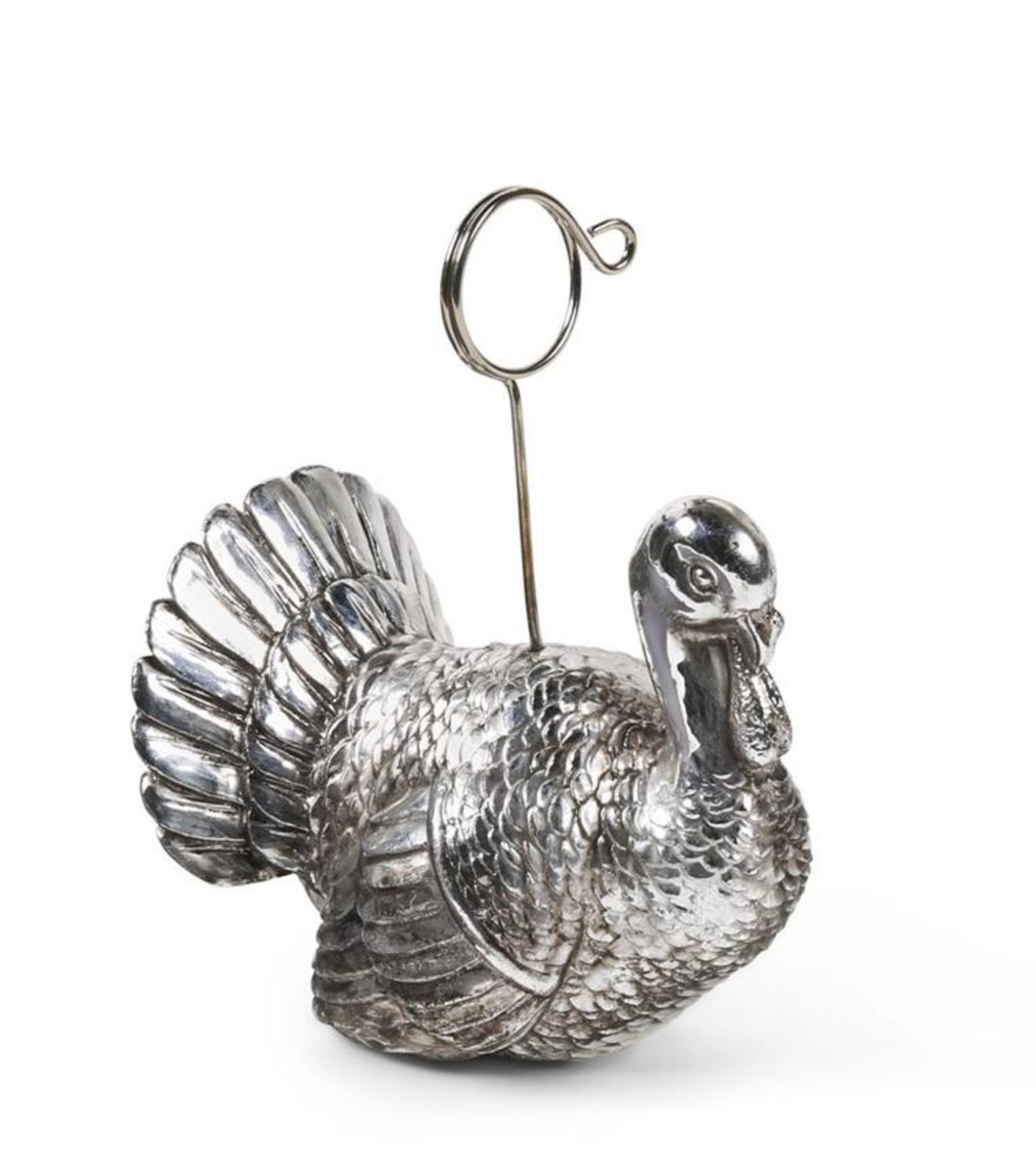 Silver 4&quot; Resin Turkey Card Holders