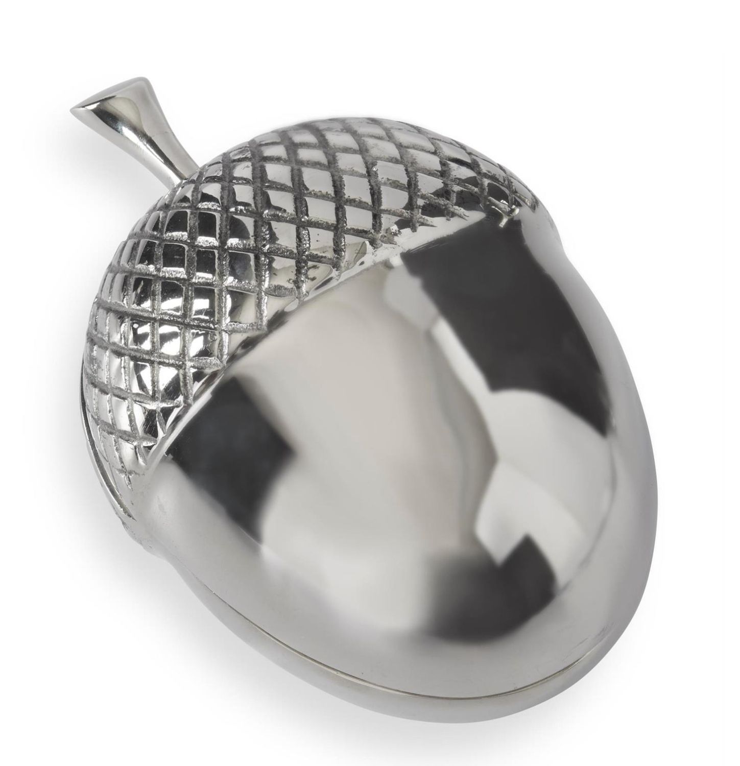 7.75&quot; Silver Metal Lidded Acorn Dish