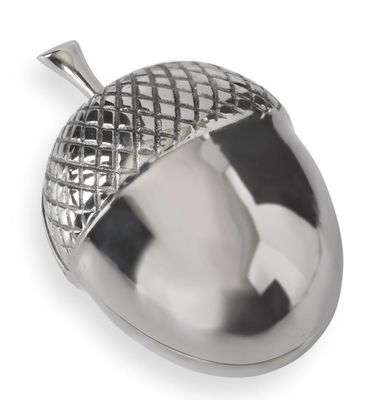 7.75&quot; Silver Metal Lidded Acorn Dish