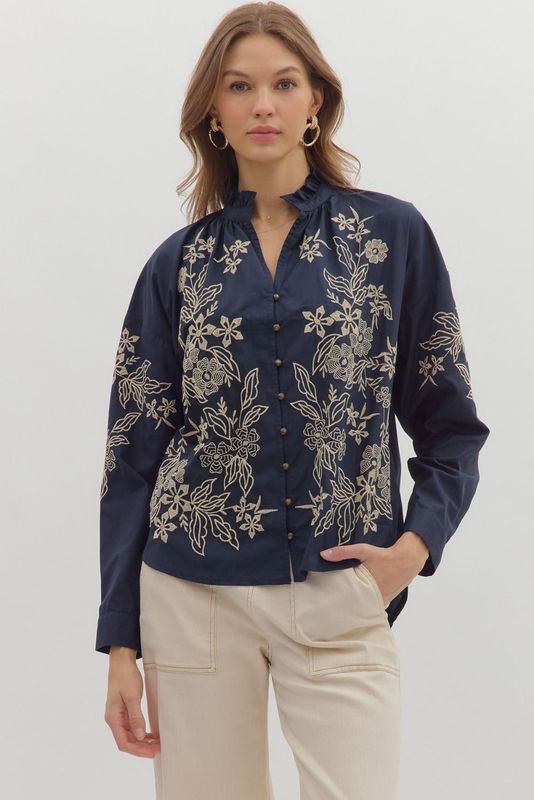 Floral Embroidered Shirt