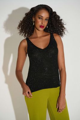 Metallic Knitted Camisole w/Rhinestones