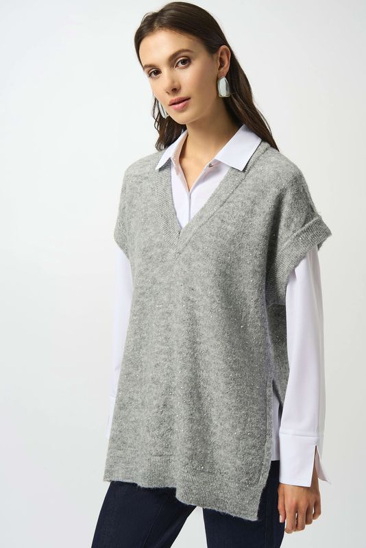 Sweater Knit Sleeveless Tunic w/Sequins