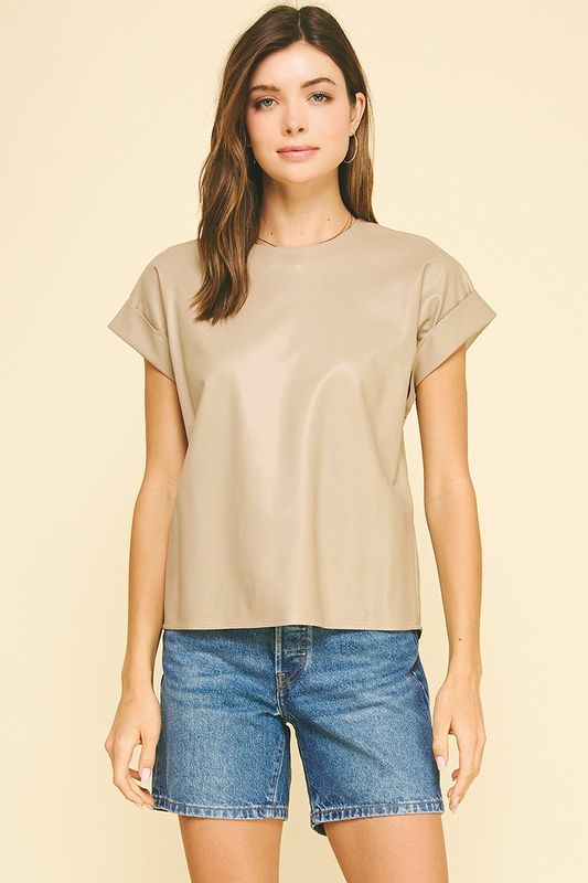 Faux Leather Tee