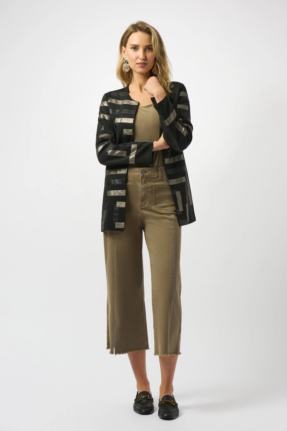 Culotte Jeans w/Embellished Front Seam