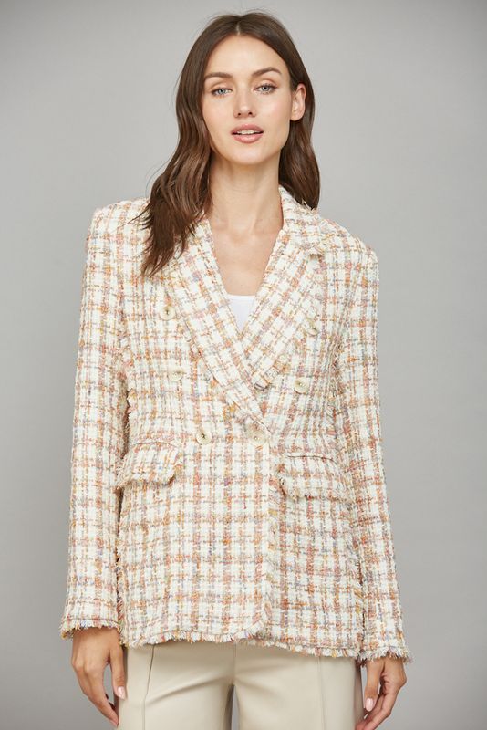 Fray Detail Tweed Blazer